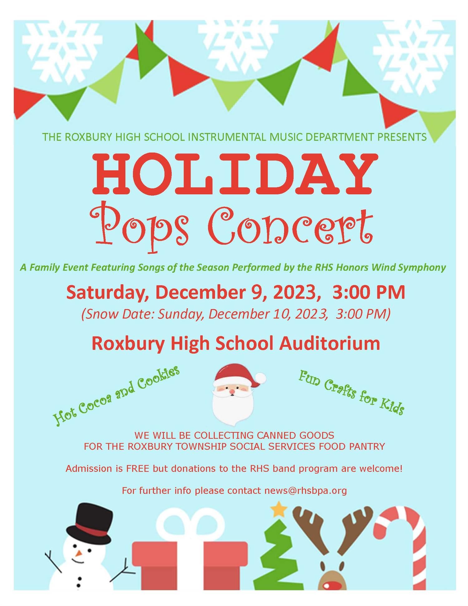 RHS Holiday Pops Concert 12/9 at 3pm at RHS